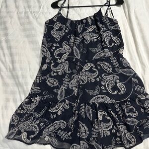 Express Navy and Cream Paisley Dress